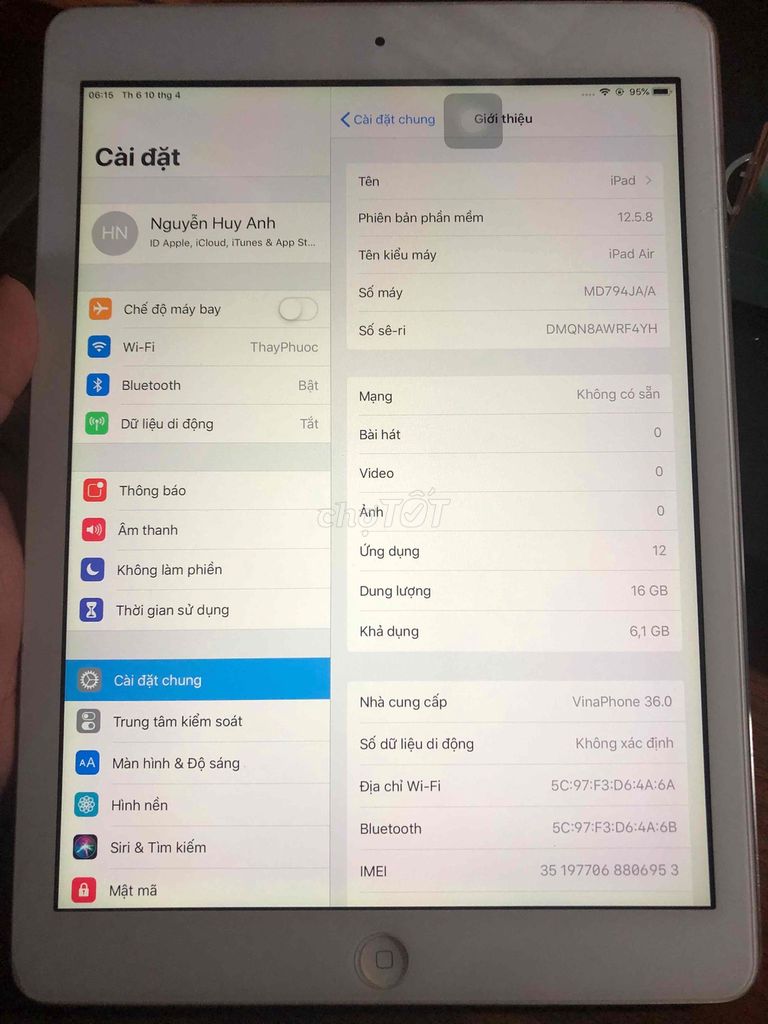 Apple iPad Air 16GB Vàng. Mua bán Máy tính bảng tại Thành phố Thủ Đức Tp Hồ Chí Minh được đăng bởi Kien Huy hình 1