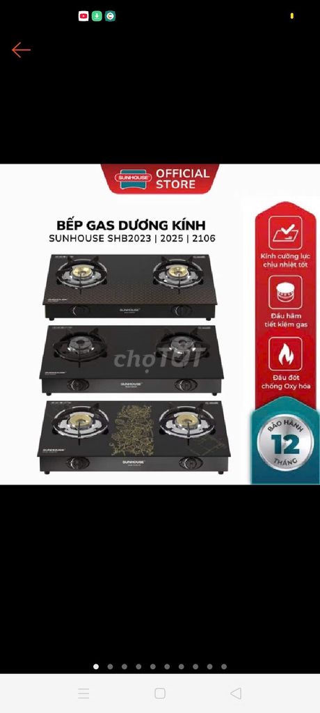 Bếp ga dương Sunhouse SHB2023 Kính cường lực Đen. Mua bán Bếp, lò, đồ điện nhà bếp tại Quận Hoàng Mai Hà Nội được đăng bởi Kiên Dương hình 1