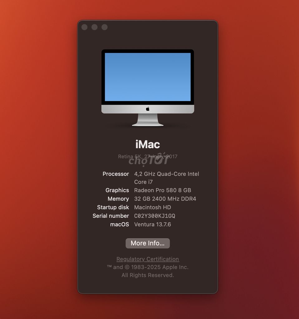 imac 27 5K inch 2017 i7/32GB/3T VGA 8GB max option. Mua bán Máy tính để bàn tại Thành phố Thủ Đức Tp Hồ Chí Minh được đăng bởi Bảo Nam hình 4