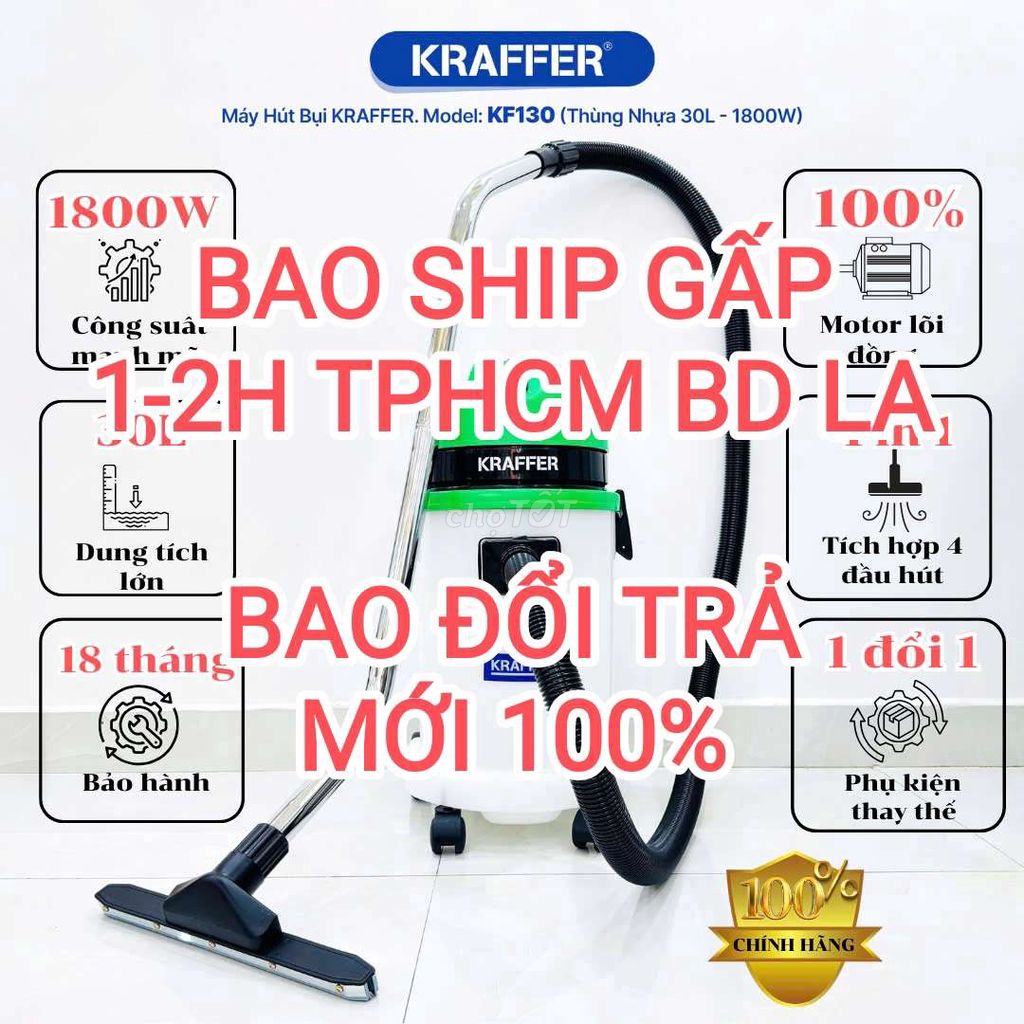 Máy hút bụi nước công nghiệp 30L 1800W Kraffer