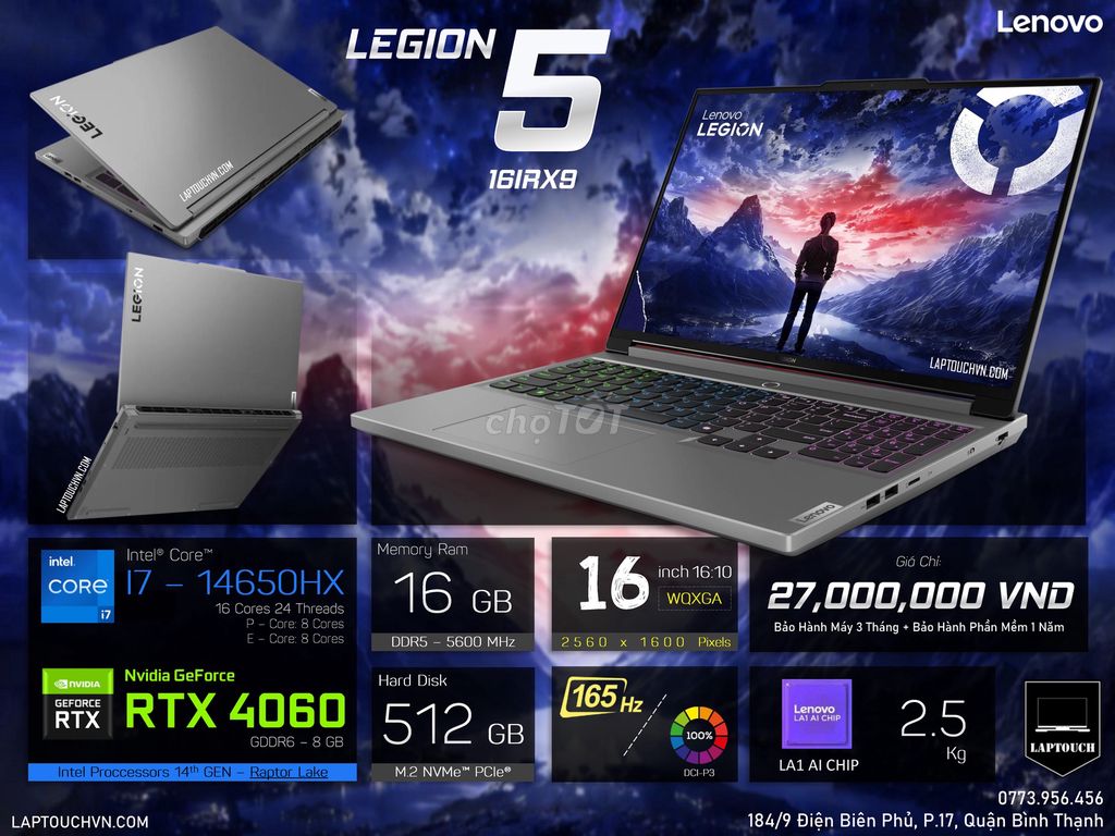 Lenovo Legion 5 16IRX9 2024. Mua bán Laptop tại Quận Bình Thạnh Tp Hồ Chí Minh được đăng bởi Cửa Hàng Máy Tính Laptouch VN hình 1