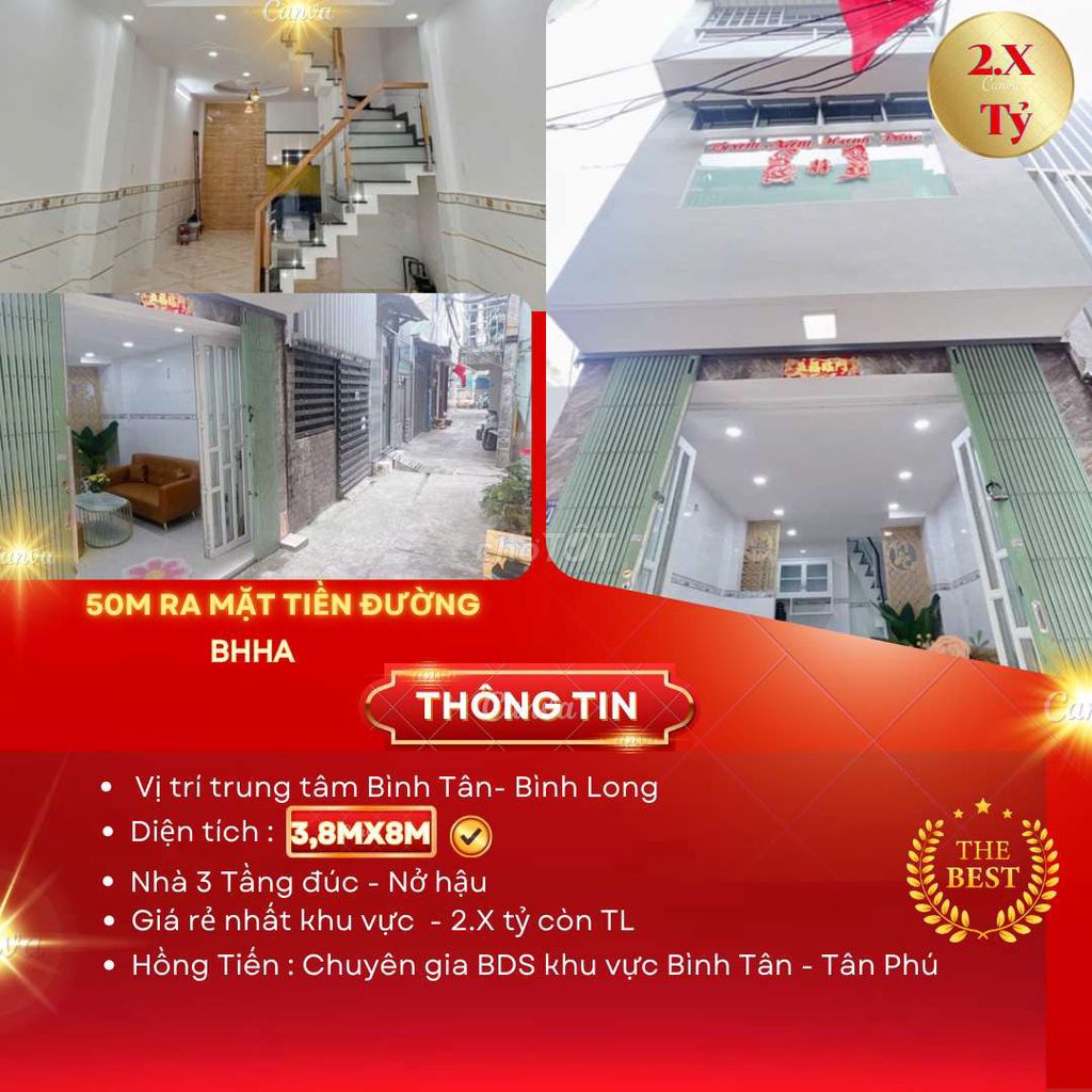 Bán nhà Bình Long - 3 tầng - Hoàn Công - Giá chỉ 2.x tỷ TL