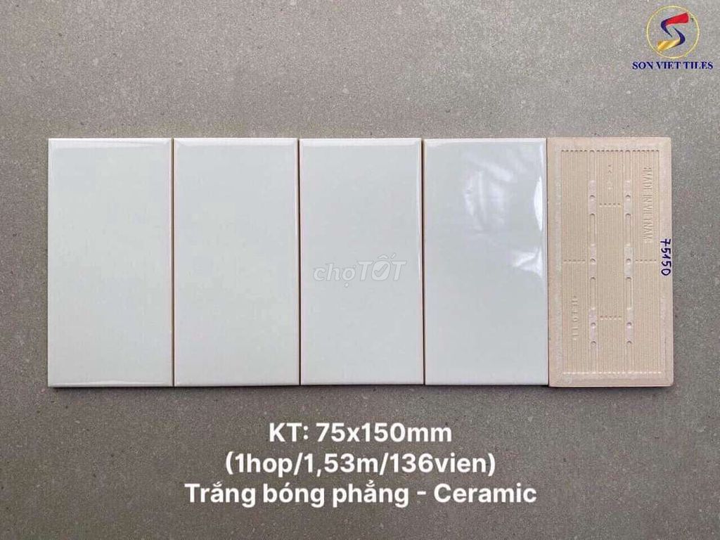 GẠCH THẺ 75X150 TRẮNG BÓNG PHẲNG