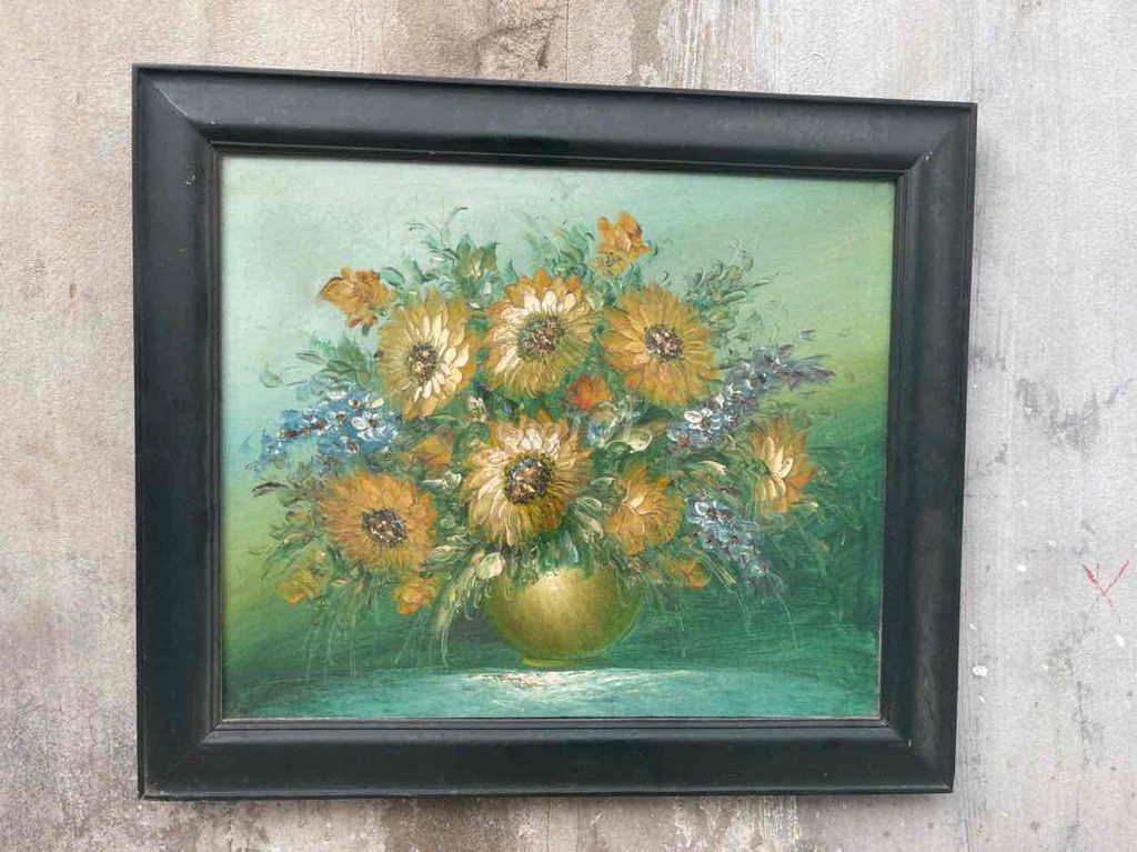 Tranh sơn dầu Sắc hoa khung gỗ 62 x 72 cm. Mua bán Đồ sưu tầm, đồ cổ tại Quận Hoàng Mai Hà Nội được đăng bởi Nam Đồ Xưa hình 1