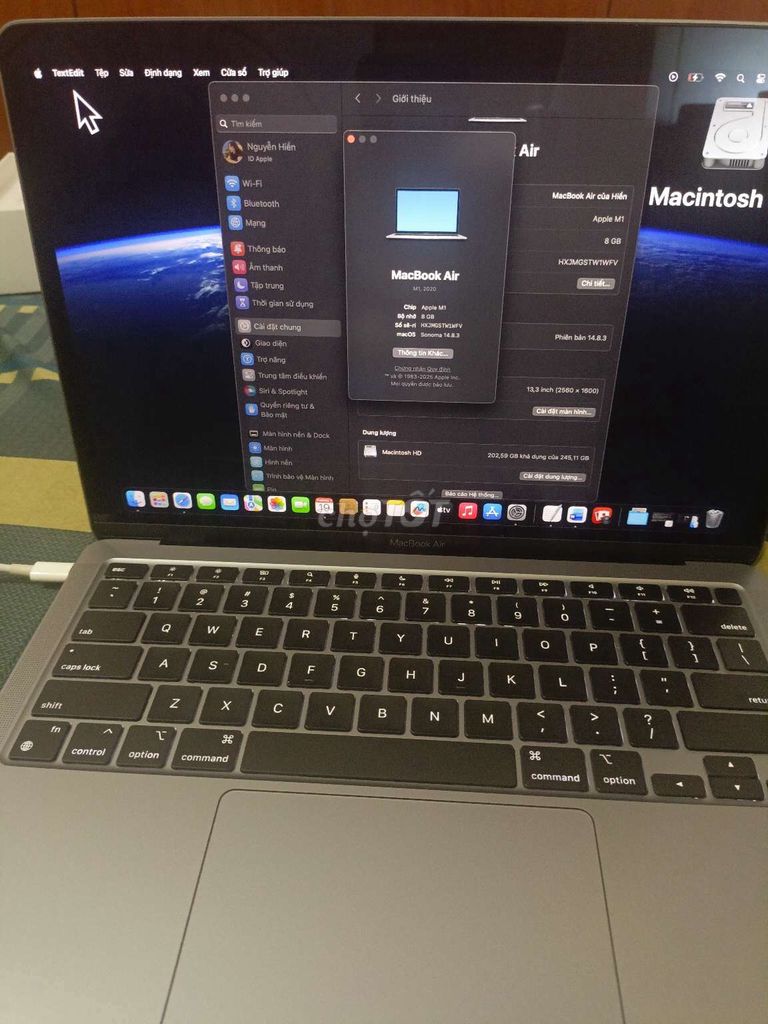 Apple MacBook Air M1 256GB Xám 13.3 inch. Mua bán Laptop tại Quận 12 Tp Hồ Chí Minh được đăng bởi Bocknvh hình 1