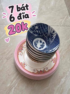 Bộ bát đĩa Gốm sứ nhiều màu trang nhã