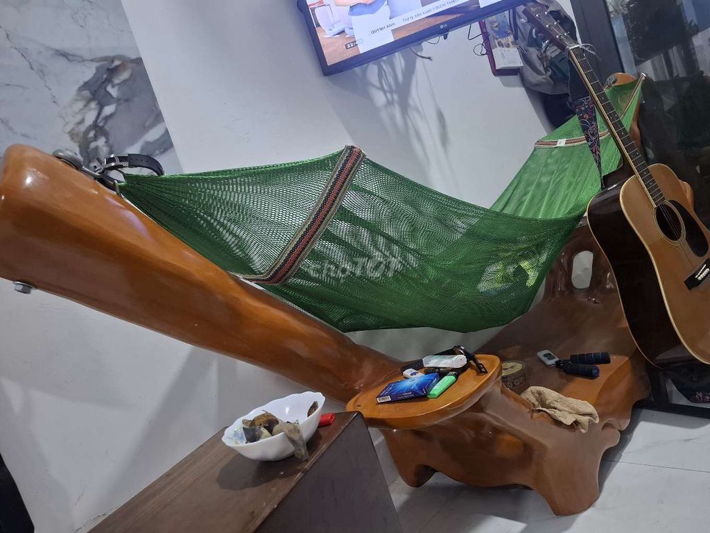 Võng xếp Gỗ Lưới Nâu Xanh Lá. Mua bán Giường, chăn ga gối nệm tại Quận Tân Bình Tp Hồ Chí Minh được đăng bởi truong Ngọc trân hình 1