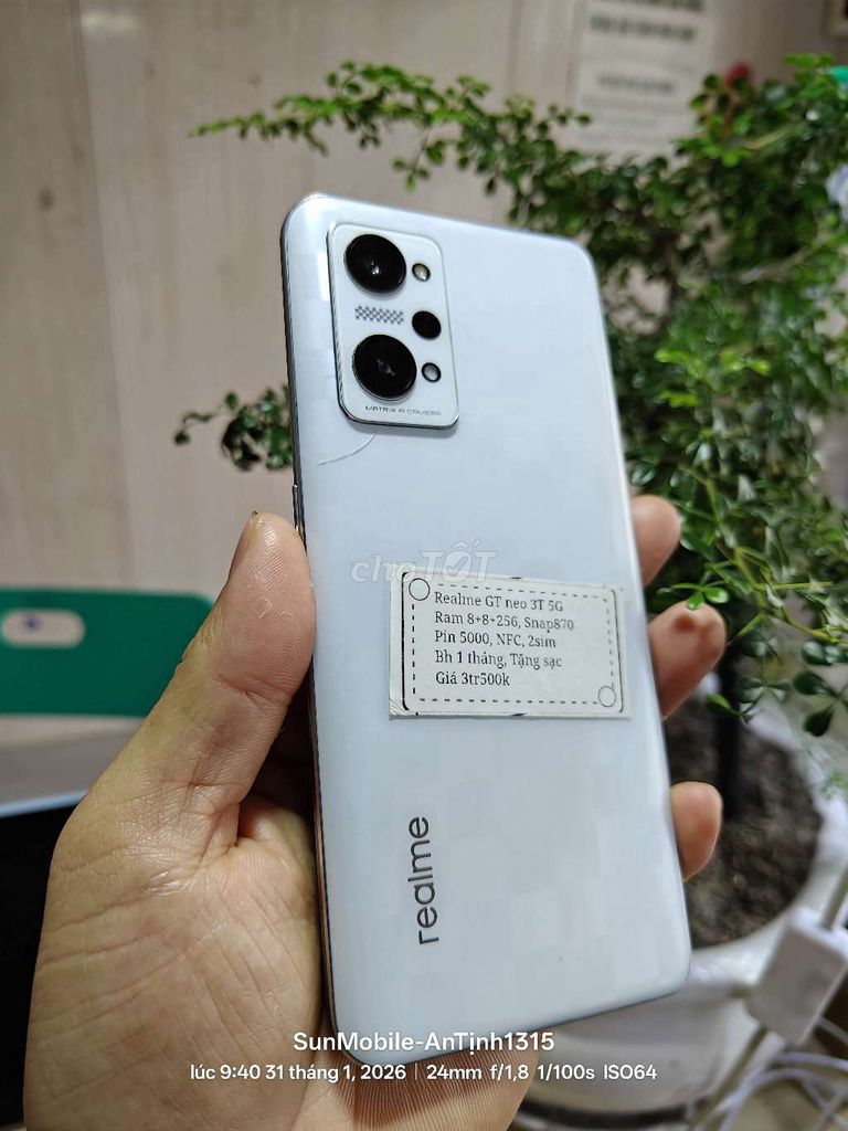 Realme GT Neo 3T 5G R8+256 Thanh lý 01. Mua bán Điện thoại tại Huyện Trảng Bàng Tây Ninh được đăng bởi Sun Mobile Shop Điện Thoại Trảng Bàng Tây Ninh 01 hình 1