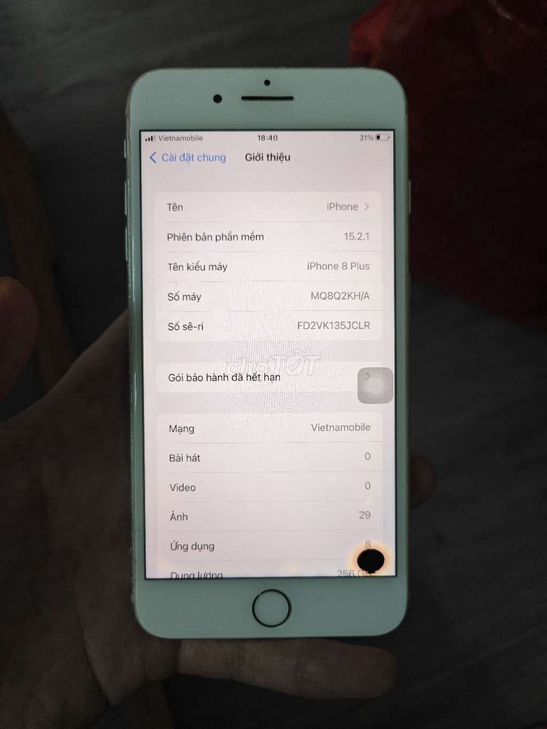 iPhone 8 Plus 256GB Trắng Màn zin đốm góc. Mua bán Điện thoại tại Quận Hà Đông Hà Nội được đăng bởi Hà Đông hình 1