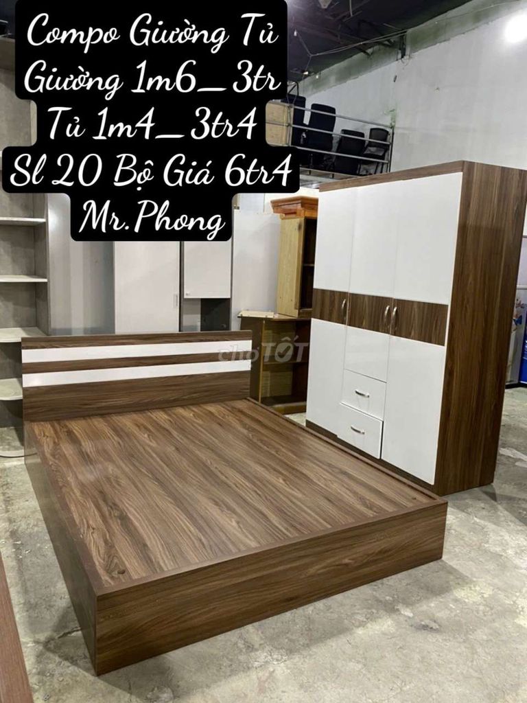 Thanh lý gấp compo giường tủ 1m6 giá 6tr4 tphcm