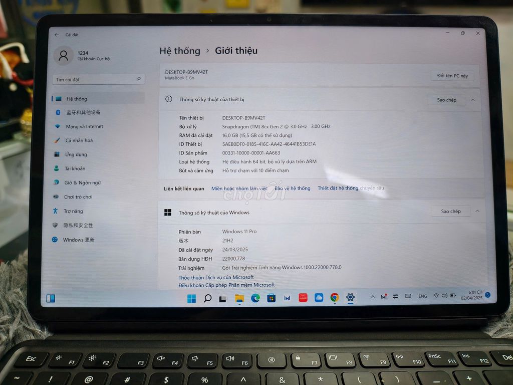 Huawei MateBook E Go LTE (kèm Keyboard) 16/512GB. Mua bán Máy tính bảng tại Quận 11 Tp Hồ Chí Minh được đăng bởi Vinhanmobile hình 3