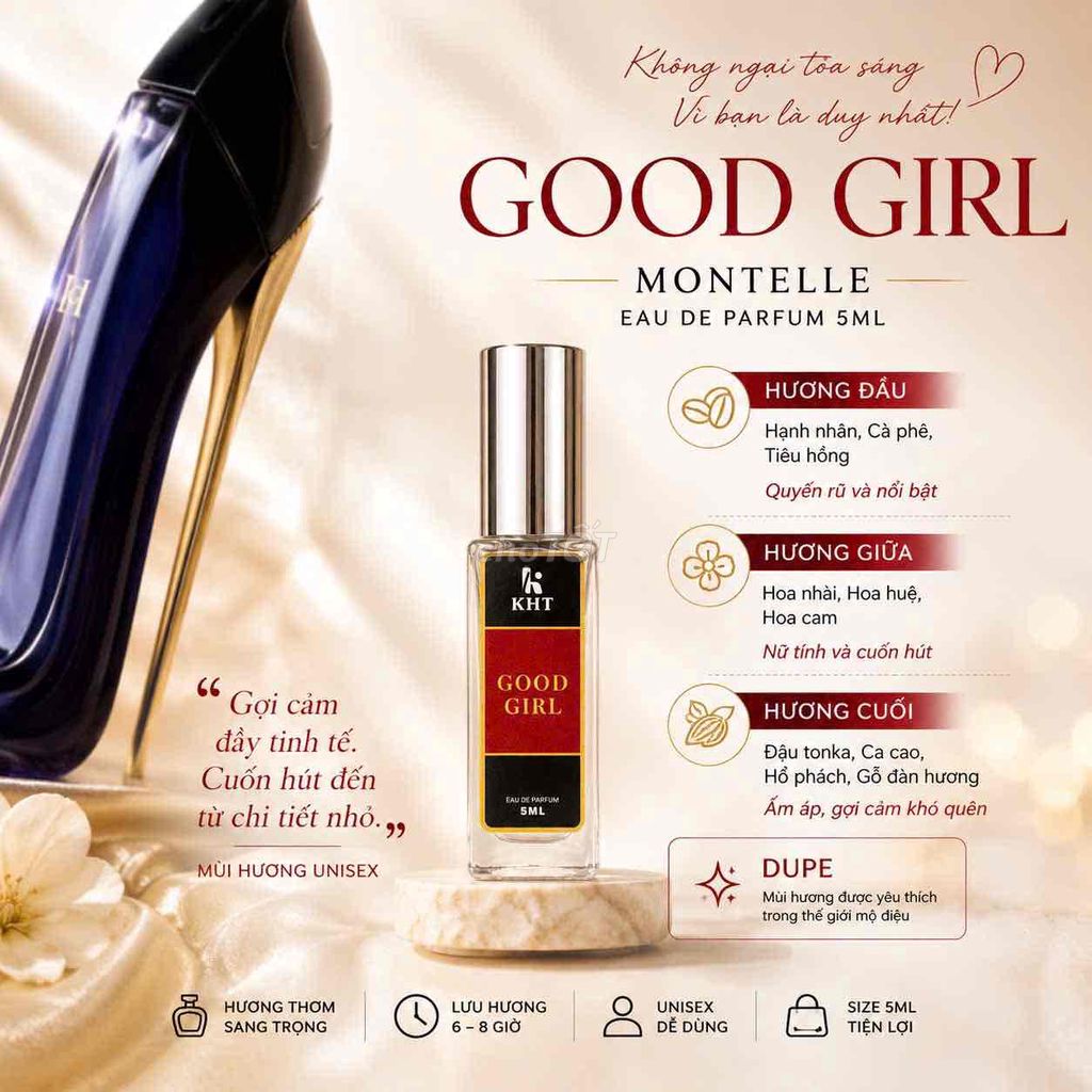 Nước hoa Good Girl 5ml Unisex. Mua bán Nước hoa tại Quận 7 Tp Hồ Chí Minh được đăng bởi Nguyễn thúy hình 1