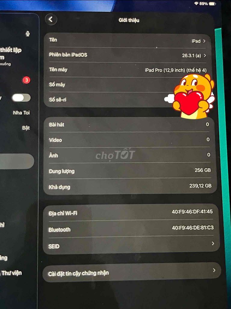 Apple iPad Pro 12.9 inch 256GB Xám. Mua bán Máy tính bảng tại Quận Sơn Trà Đà Nẵng được đăng bởi Trang Nguyễn hình 1