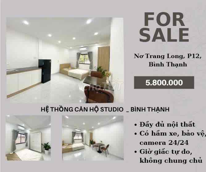 CHO THUÊ STUDIO FULL NỘI THẤ _BÌNH THÀNH_GẦN VĂN LANG, HUTECH,HIU, UEH