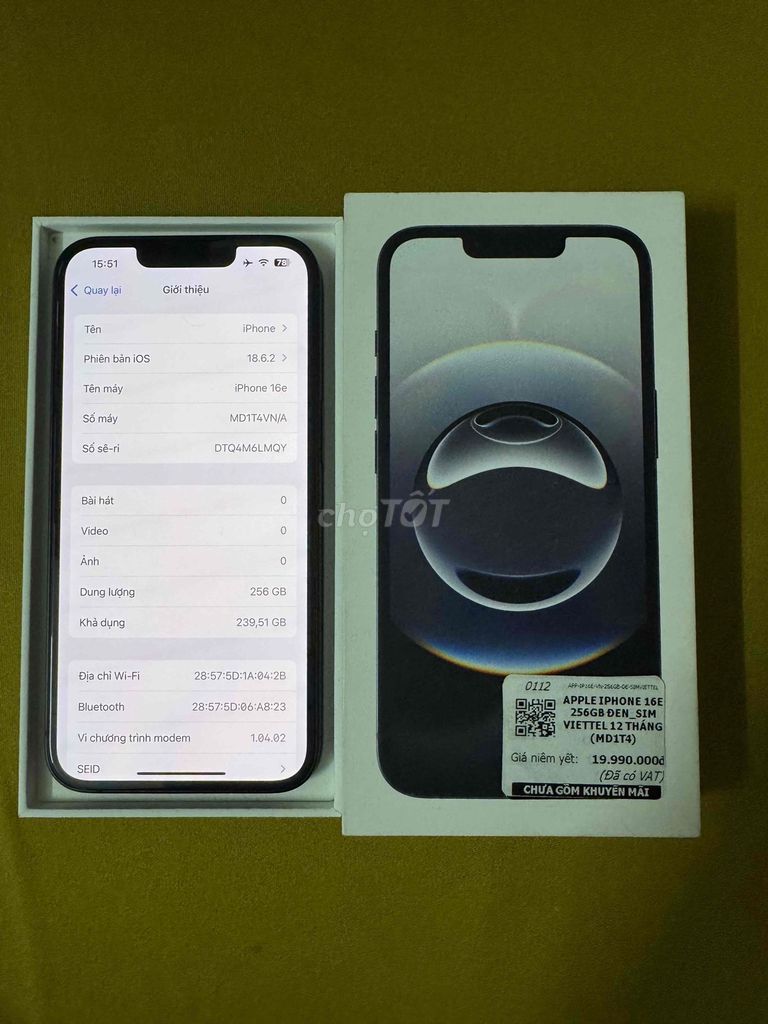 iPhone 16E 256GB VN/A Đen Như mới. Mua bán Điện thoại tại Huyện Yên Khánh Ninh Bình được đăng bởi Hải Đăng hình 1