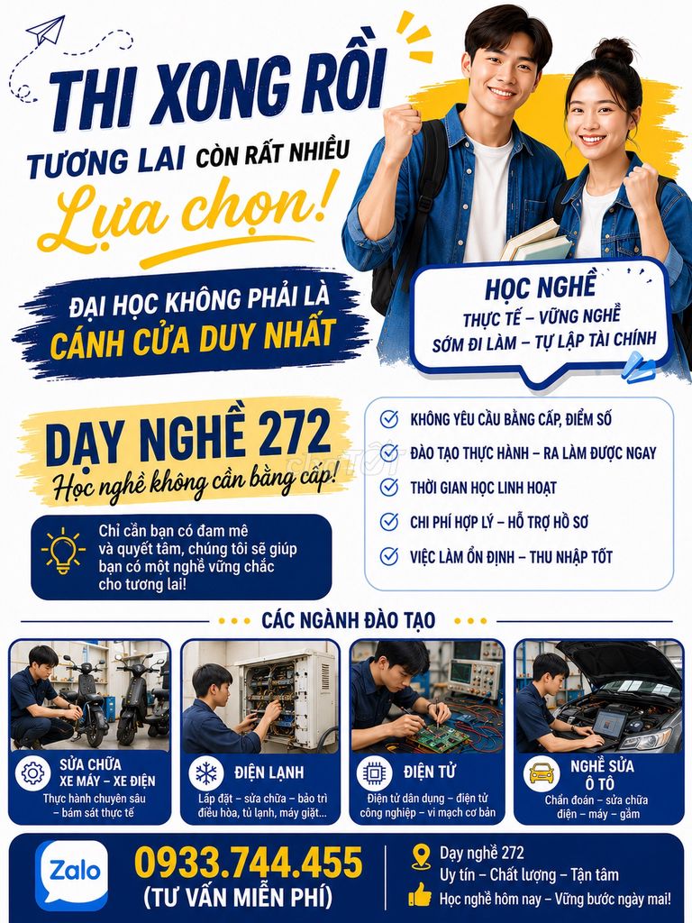 Khóa học nghề Điện tử, Điện lạnh, Điện cơ. Dịch vụ tại Thành phố Thuận An Bình Dương được đăng bởi hocnghe272 hình 1