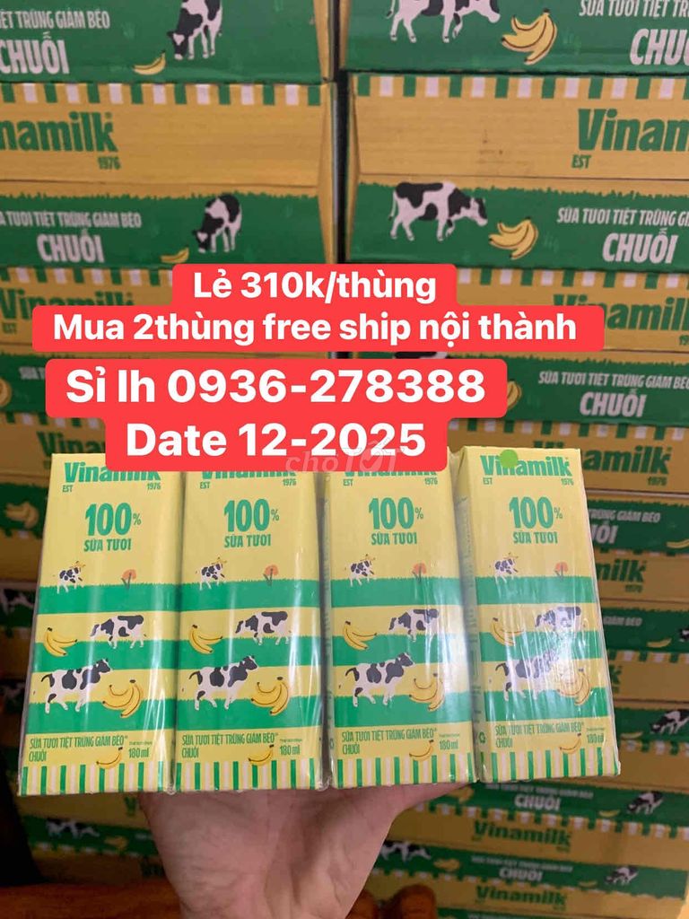 thùng 48hộp sữa vinamilk chuối tách béo 180ml