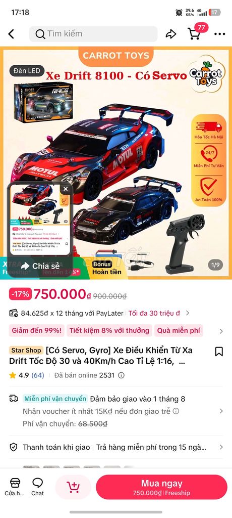 Xe drift điều khiển đẩy đủ phụ kiện