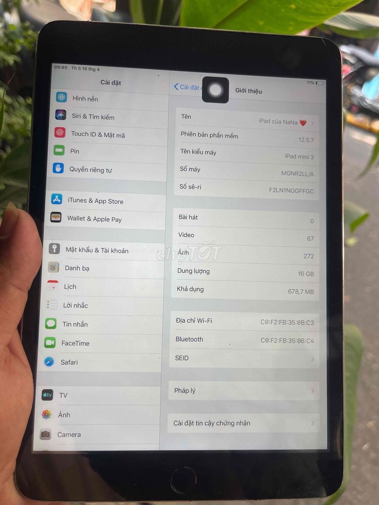 Apple iPad mini 3 16GB Bạc. Mua bán Máy tính bảng tại Quận 8 Tp Hồ Chí Minh được đăng bởi Lâm Khang hình 1