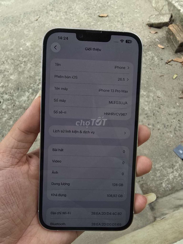 Apple iPhone 13 Pro Max 128GB Bạc 100% pin. Mua bán Điện thoại tại Huyện Hoài Đức Hà Nội được đăng bởi Phú  hình 1