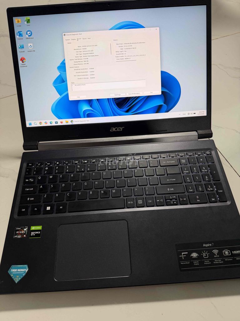 ACER GAME Ryzen 5 12CPUs GTX 1650 4G SSD 256G. Mua bán Laptop tại Thành phố Đà Lạt Lâm Đồng được đăng bởi phong hình 1