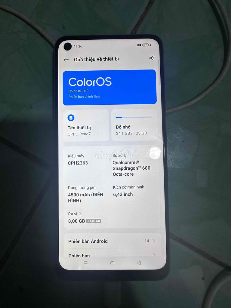 OPPO Reno7 128GB Vàng. Mua bán Điện thoại tại Thành phố Thuận An Bình Dương được đăng bởi huỳnh hồng thái hình 1
