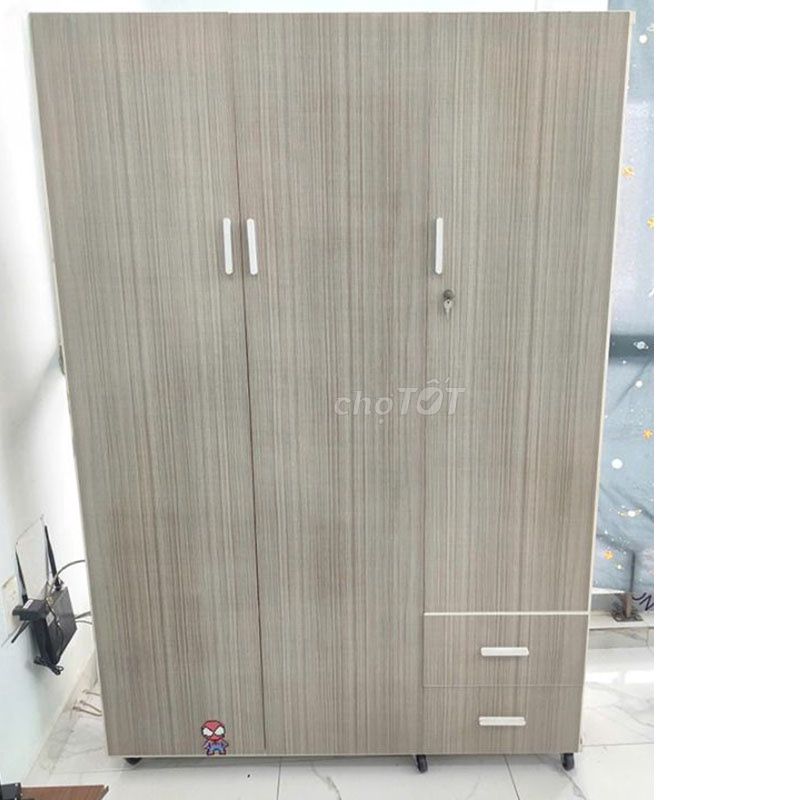 Tủ Quần Áo Gỗ Công Nghiệp 3 Cánh 1m6x2m04 Mới 90%. Mua bán Tủ, kệ gia đình tại Huyện Nhà Bè Tp Hồ Chí Minh được đăng bởi MỸ HOA Thanh Lý  hình 1