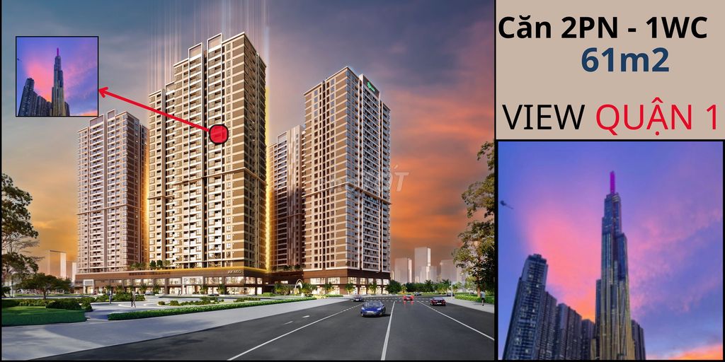 Chính chủ sang nhượng căn 61m2 AKARI Phase 2 view Quận 1 3ti2 nét