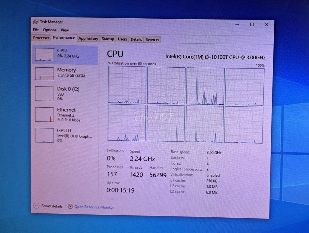 HP Mini Core i3 10100T (3.0Ghz x8CPU), 8G, SSD128G