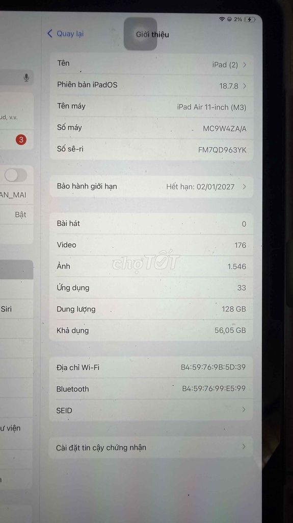 Apple iPad Air 11-inch (M3) 128GB. Mua bán Máy tính bảng tại Thành phố Tam Kỳ Quảng Nam được đăng bởi nhi hình 1