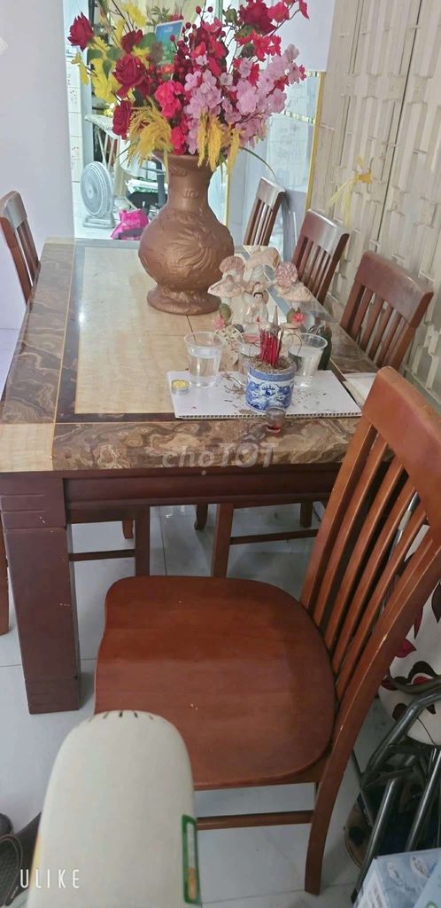 Bộ bàn ăn Gỗ Đá Nâu 6 người 90%. Mua bán Bàn ghế tại Huyện Nhà Bè Tp Hồ Chí Minh được đăng bởi Gừng Bonsai hình 1
