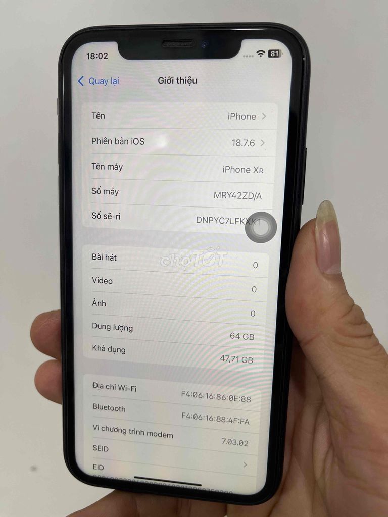 iPhone XR 64GB Đen rin full cn k lỗi lầm full fac. Mua bán Điện thoại tại Quận Hải Châu Đà Nẵng được đăng bởi phan văn hiệp hình 1