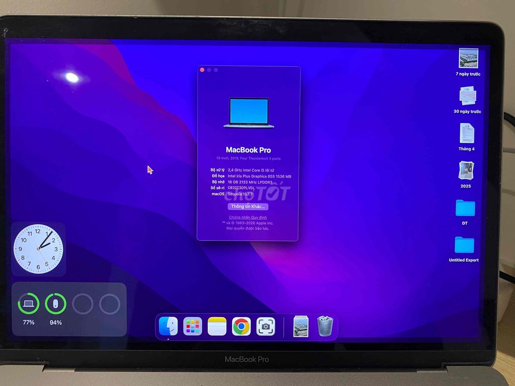 Apple Macbook Pro 2019 13 inch 16GB/256GB. Mua bán Laptop tại Huyện Gia Lâm Hà Nội được đăng bởi Phong hình 1