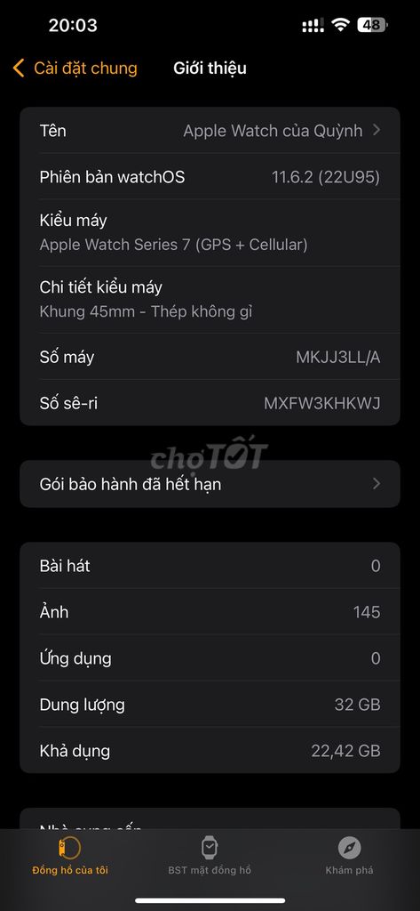 Apple Watch Series 7 Thép 45mm 32GB. Mua bán Thiết bị đeo thông minh tại Thị xã Bến Cát Bình Dương được đăng bởi Quỳnh Phạm hình 1