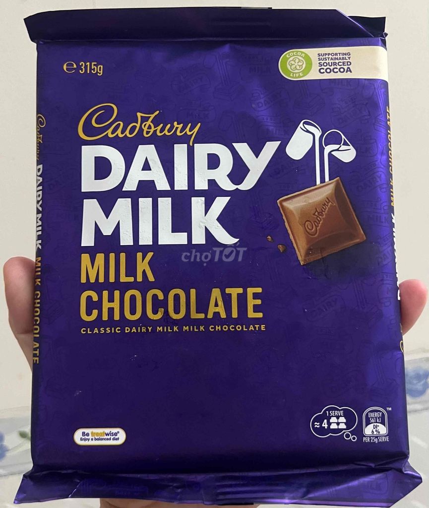 Sô cô la sữa Cadbury Dairy Milk. Mua bán Đồ ăn, thực phẩm và các loại khác tại Thành phố Cao Lãnh Đồng Tháp được đăng bởi Tomy Teo hình 1