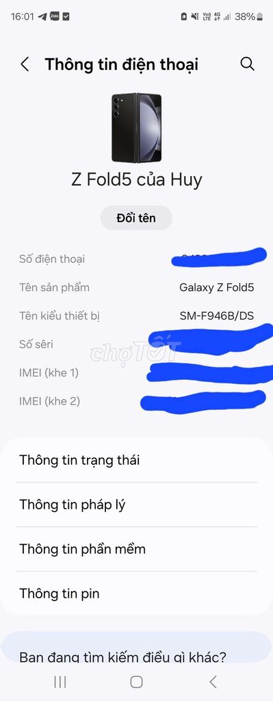 Samsung Galaxy Z Fold5 256GB Đã sử dụng. Mua bán Điện thoại tại Quận Hai Bà Trưng Hà Nội được đăng bởi Đăng Huy hình 1