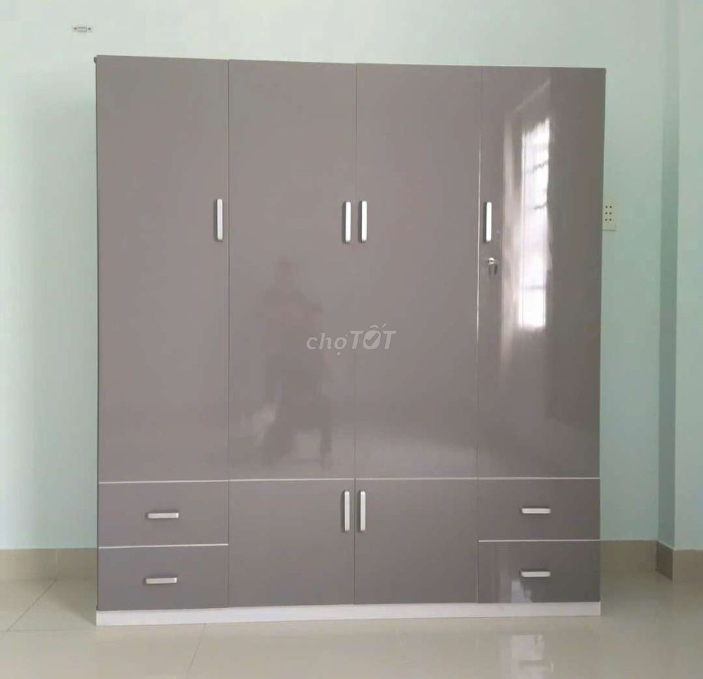 TỦ NHỰA ĐÀI LOAN 4 CÁNH MÀU XÁM CÓ GƯƠNG . Mua bán Tủ, kệ gia đình tại Thành phố Thủ Dầu Một Bình Dương được đăng bởi Tủ nhựa đài loan hoàng quân hình 1