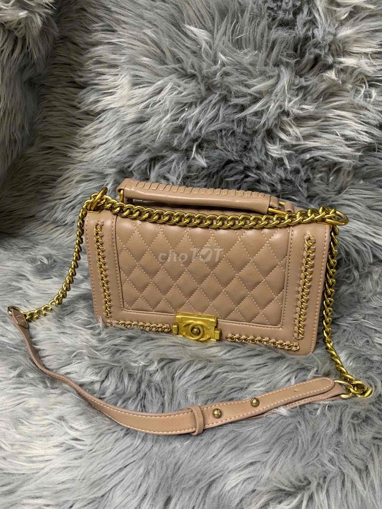 túi si chanel da thật ngang 25cm cao 15cm