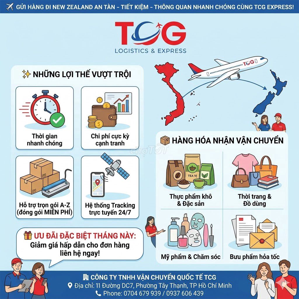 TCG Express Chuyển phát nhanh quốc tế New Zealand. Dịch vụ tại Quận Tân Phú Tp Hồ Chí Minh được đăng bởi Dịch vụ Chuyển Phát Nhanh Quốc tế hình 1
