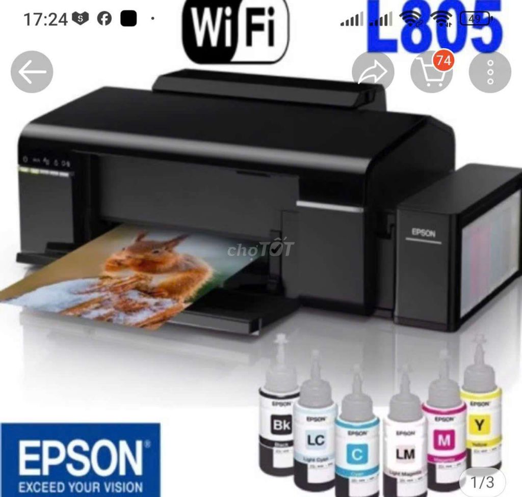 Máy in Epson Wifi 6màu ht mực zin hãng nét căng ok