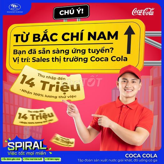 COCA-COLA TUYỂN DỤNG NHÂN VIÊN SALE THỊ TRƯỜNG ^-^