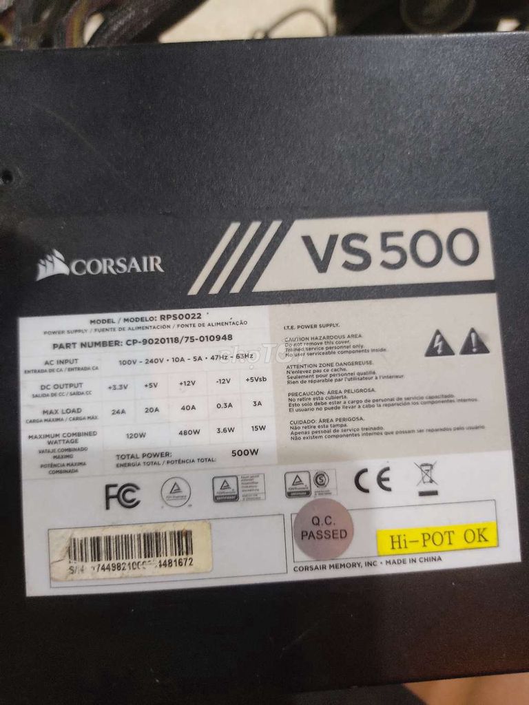 Nguồn Corsair VS500 Đen 500W. Mua bán Linh kiện (RAM, Card...) tại Quận Thanh Xuân Hà Nội được đăng bởi duc long hình 1