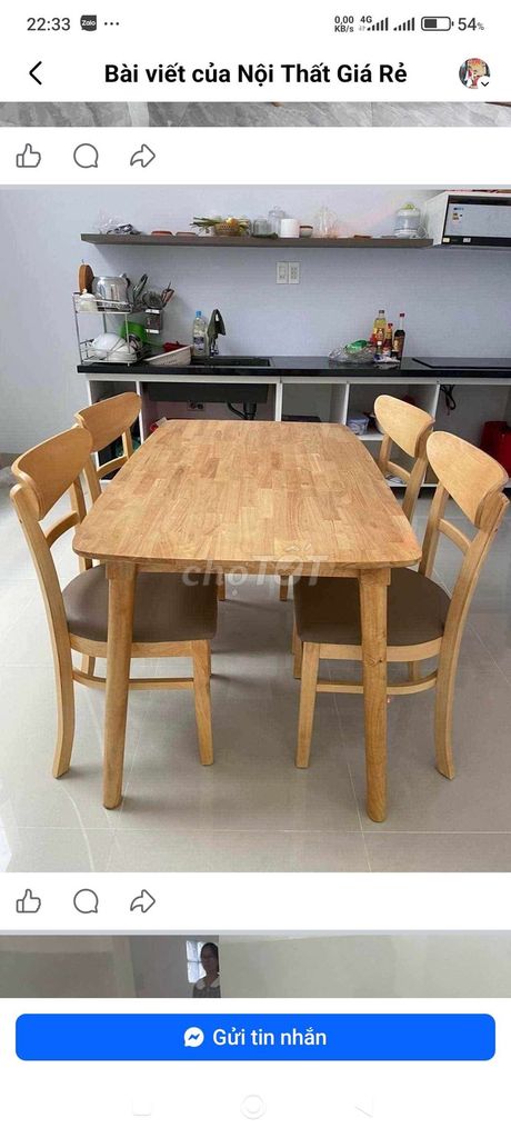 Bàn ghế ăn Gỗ cao su tự nhiên. Mua bán Bàn ghế tại Quận Cẩm Lệ Đà Nẵng được đăng bởi Ngọcn shop hình 1