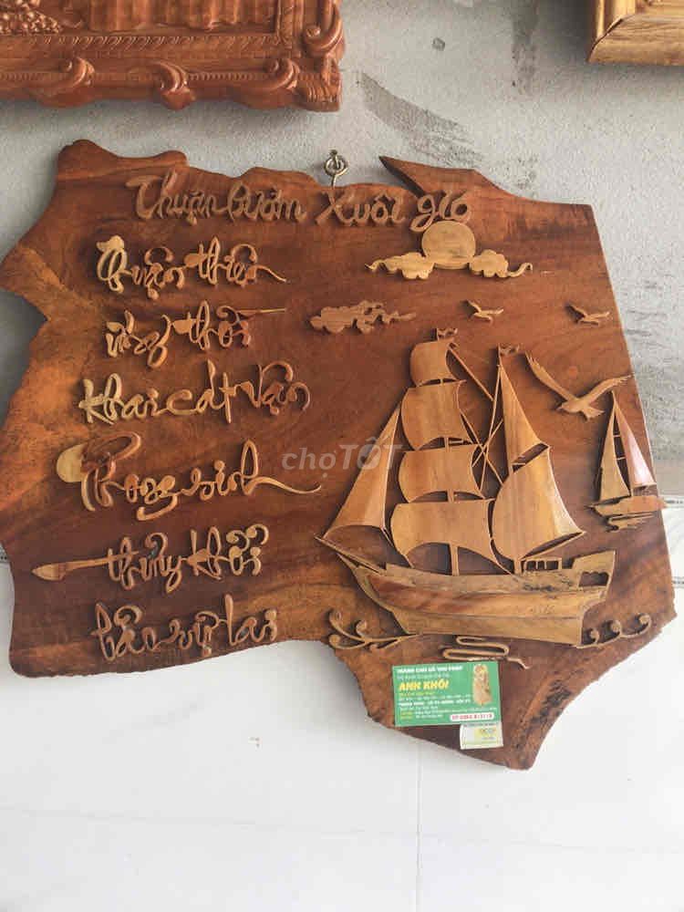 Tranh gỗ thư pháp Thuận buồm. Mua bán Đồ sưu tầm, đồ cổ tại Thị xã Cai Lậy Tiền Giang được đăng bởi Đồ Gỗ Anh Khôi hình 1