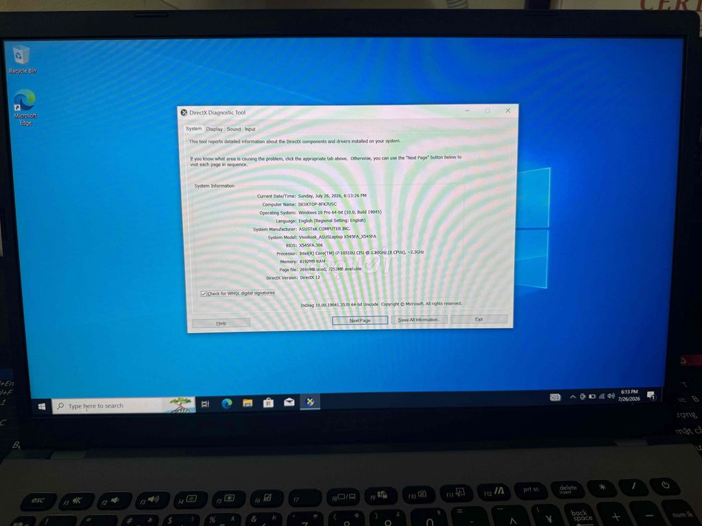 bán nhanh trong ngày ASUS X545FA i7 - 10510U. Mua bán Laptop tại Huyện Bàu Bàng Bình Dương được đăng bởi Vuongphamvietjp hình 1