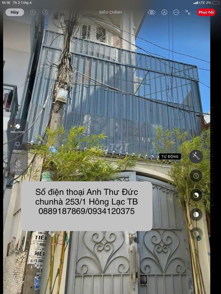 8,3 tr Thuê nhà riêng Cao Cấp 2PN +2 máy Lạnh tại 253/1 Hồng Lạc TB