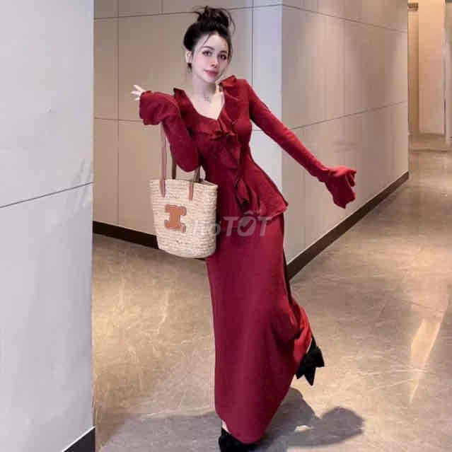 Set áo váy nữ Đỏ đô bèo tầng Freesize - Thanh lý. Mua bán Quần áo tại Huyện Châu Thành Tiền Giang được đăng bởi Góc thanh lý Zizi hình 1