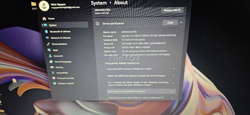 Ram 12 rom 256. Mua bán Laptop tại Huyện Hóc Môn Tp Hồ Chí Minh được đăng bởi Nguyễn Minh hình 1