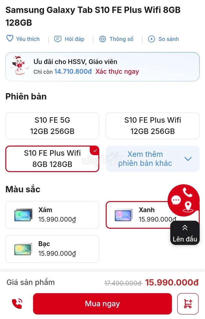 Samsung Tab S10 FE Plus 13.1 inch BH 22/01/2027. Mua bán Máy tính bảng tại Thành phố Thủ Đức Tp Hồ Chí Minh được đăng bởi Hoàng hình 1