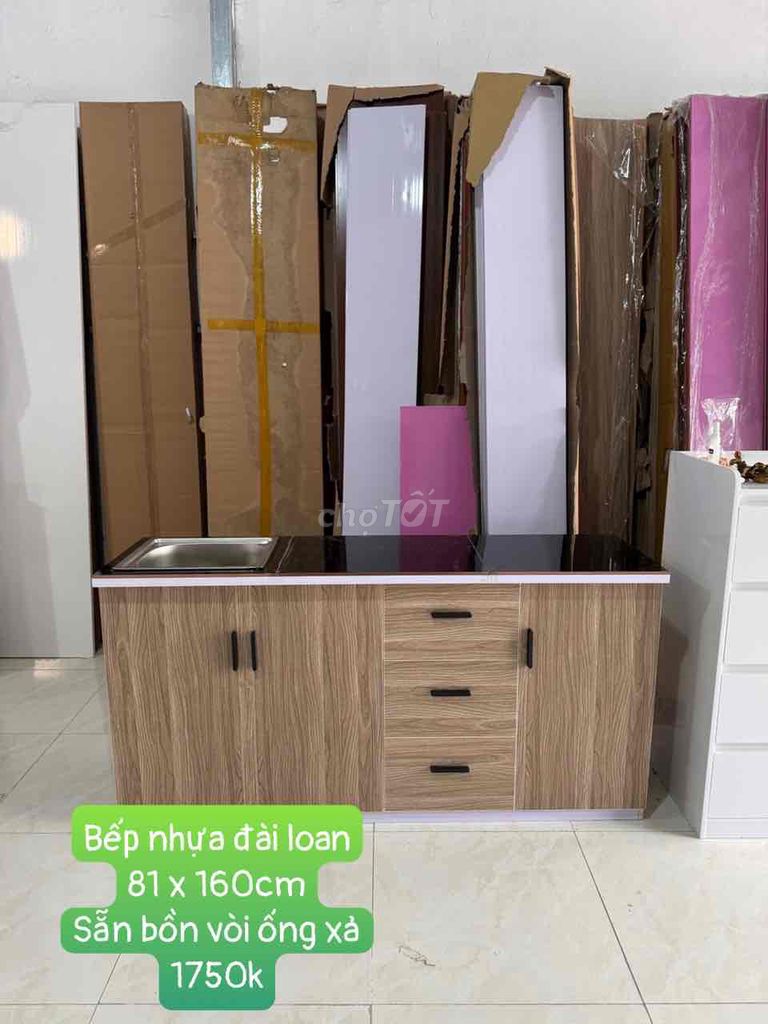 Tủ bếp Nhựa Đài Loan Vân gỗ 160cm. Mua bán Tủ, kệ gia đình tại Huyện Hóc Môn Tp Hồ Chí Minh được đăng bởi đồ gỗ CN giá xưởng hình 1